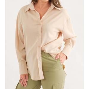 NEW TEA & CUP woven ovsz blouse in beige